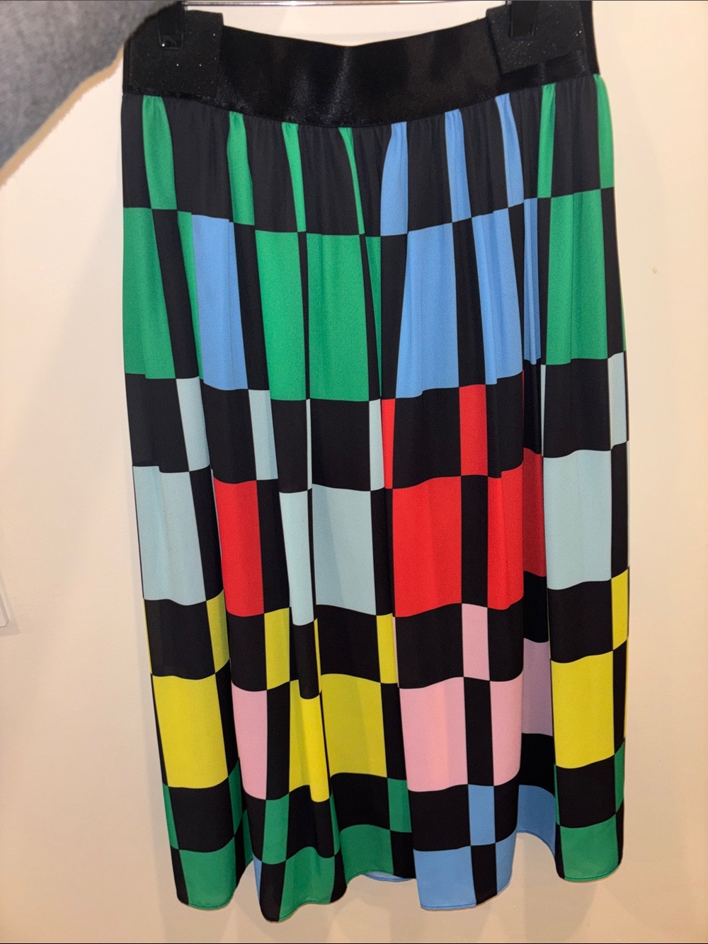 Alice and Olivia Arden Pleated Midi Skirt in Multi Colorblock